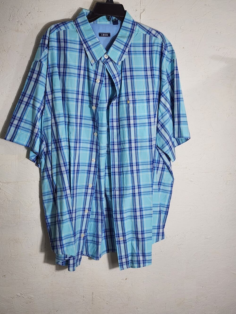 izod button down shirt 2xl mens Blue Plaid Multicolor